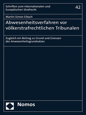 cover image of Abwesenheitsverfahren vor völkerstrafrechtlichen Tribunalen